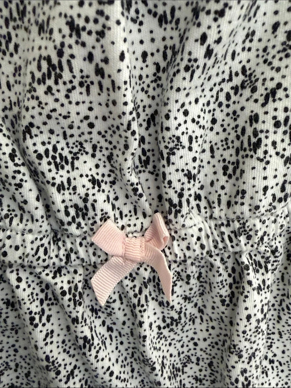 Carter's White and Black Speckle Romper with Pink Bow